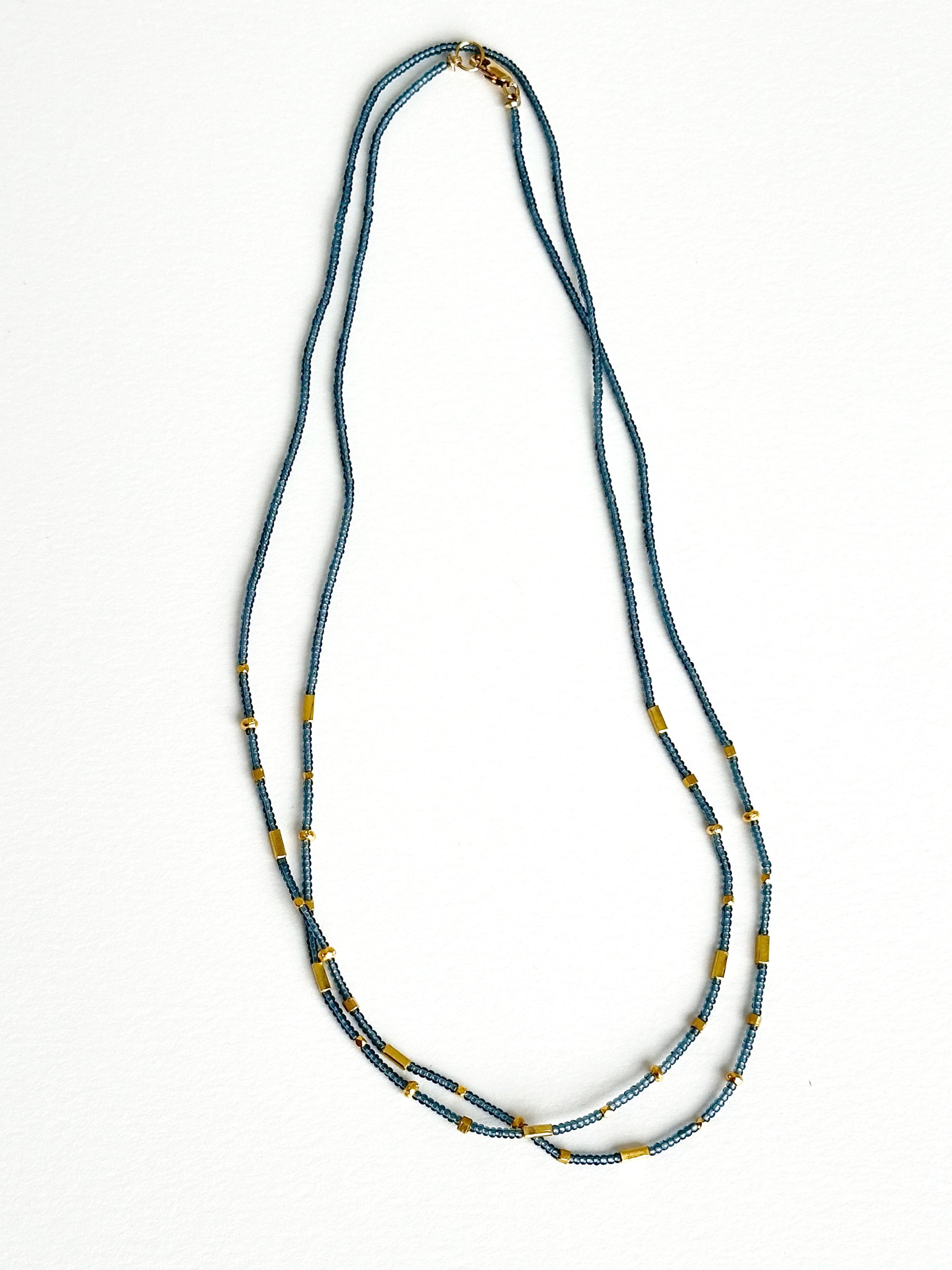 Seed Bead and Gold Vermeil Necklace Grey