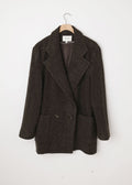 Wool Relaxed Mid Coat Mocha Houndstooth