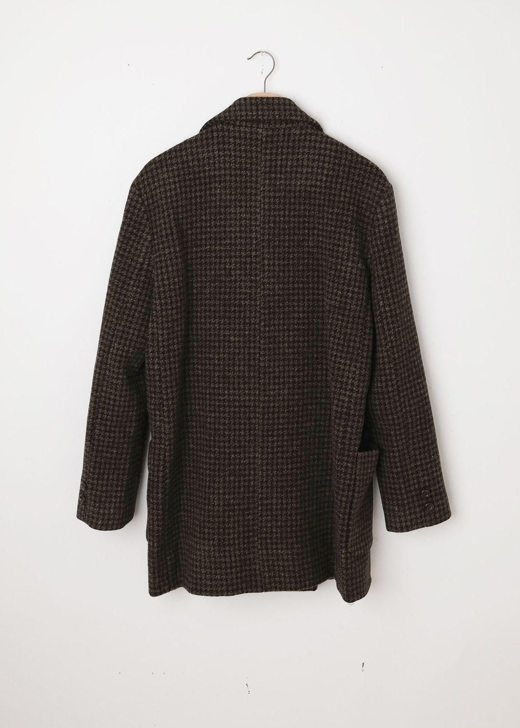 Wool Relaxed Mid Coat Mocha Houndstooth