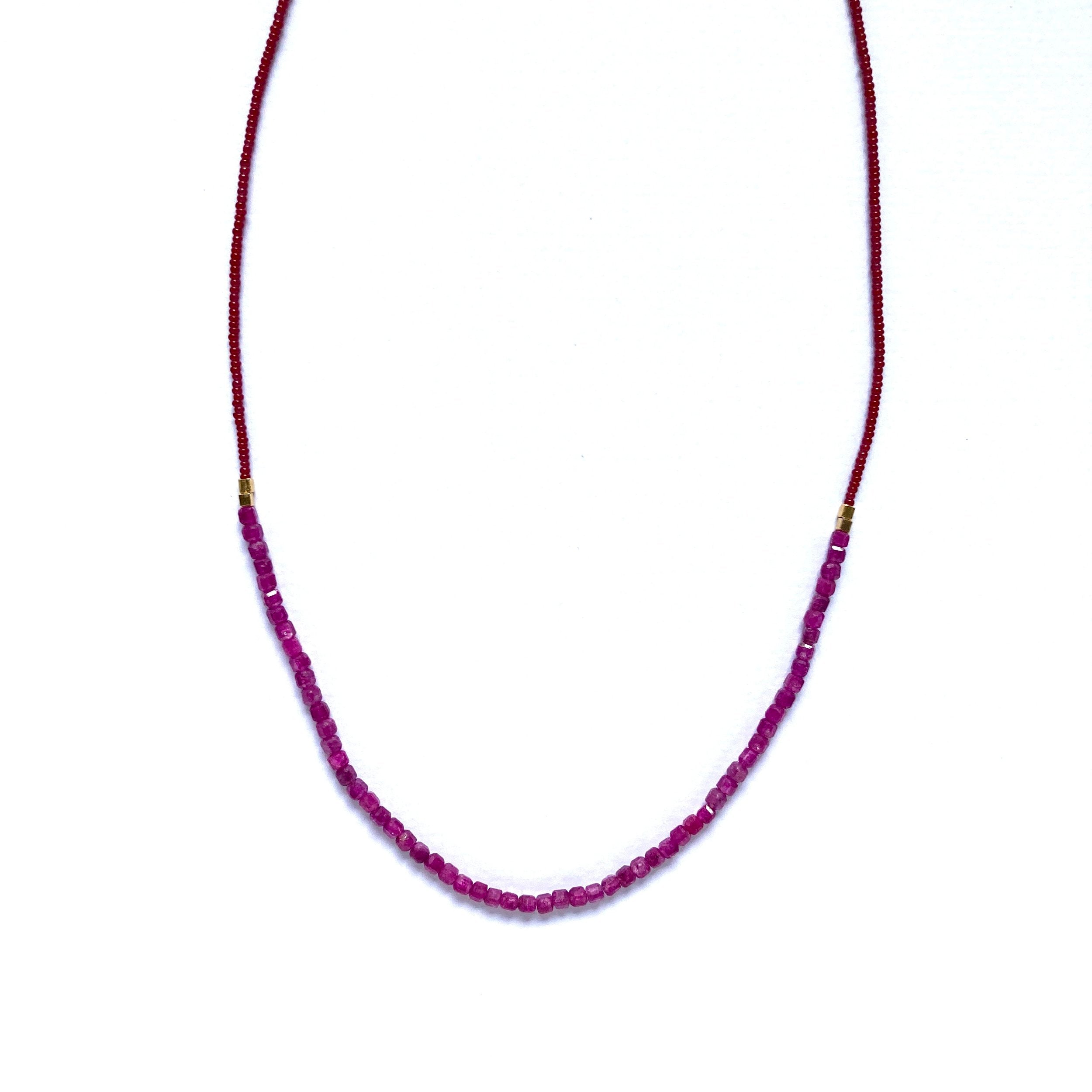Dark Brown Ruby Bead Necklace