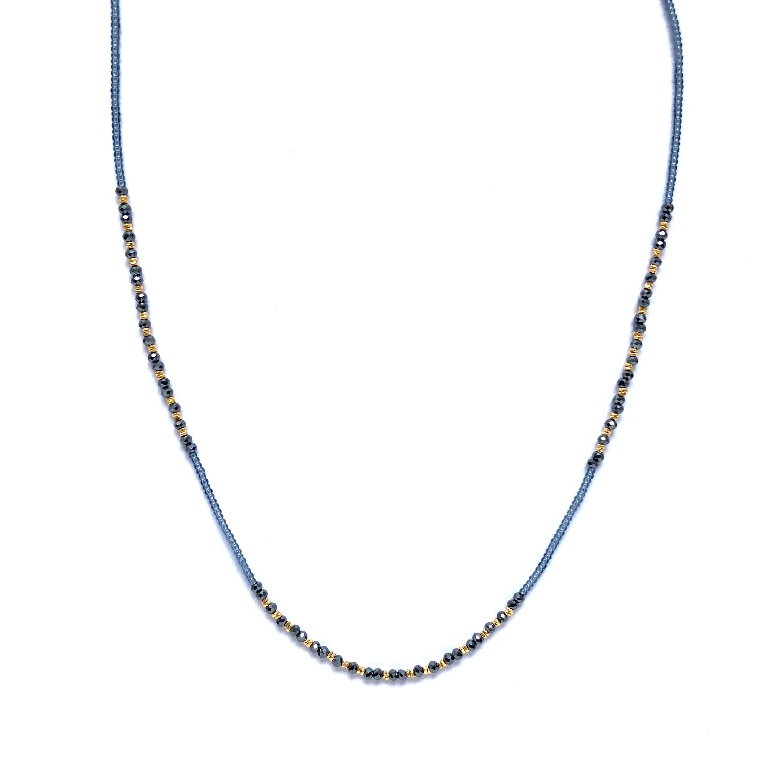 Grey Seed Black Spinel Necklace