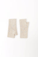 Star Embellished Angora Mittens - Beige