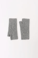 Load image into Gallery viewer, Crystal Embellished Angora Mittens - Grey
