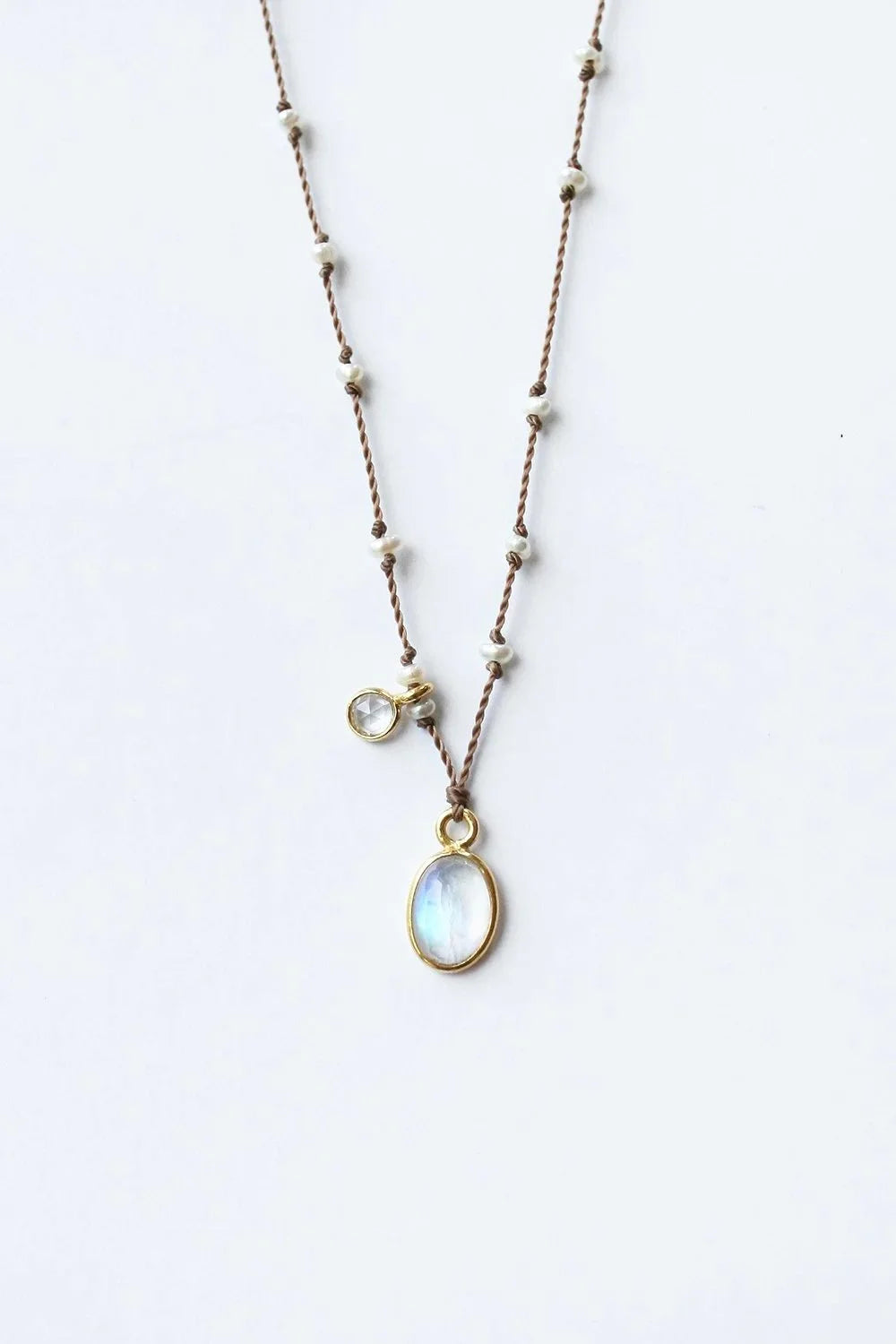 You and Me Necklace 18" Rainbow Moonstone