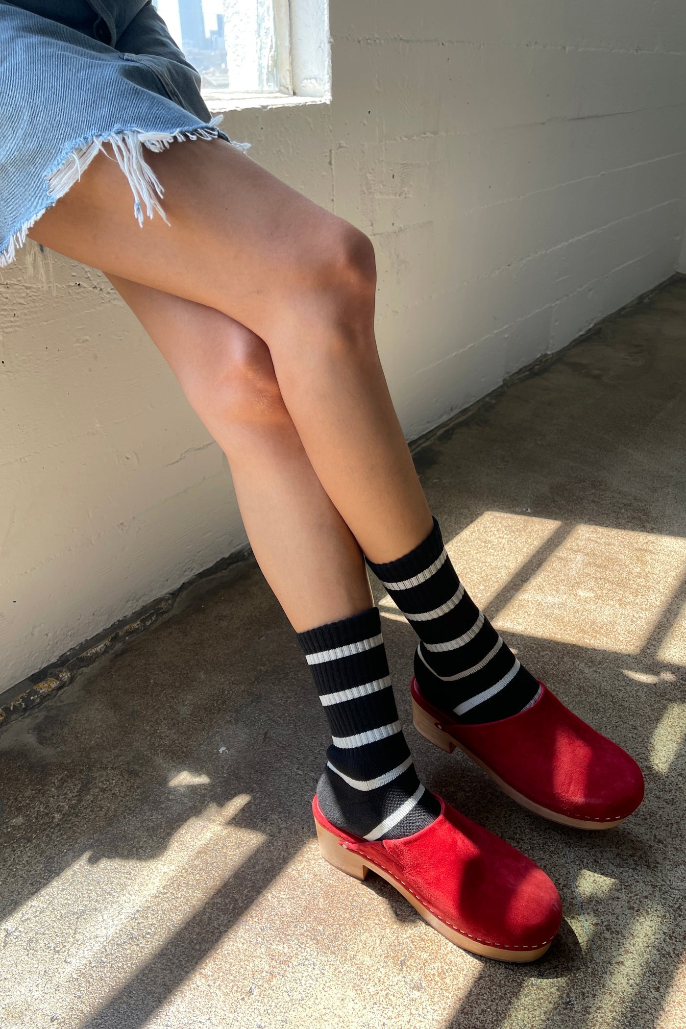 Striped Boyfriend Socks - Black