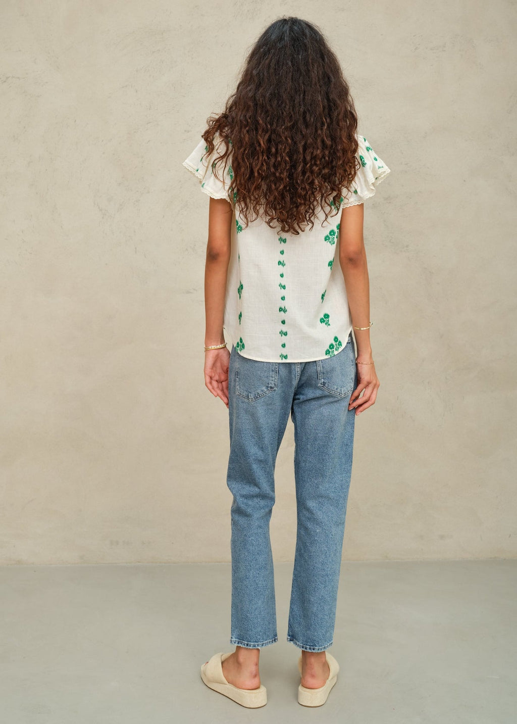 Iris Woven Frill S/S Top