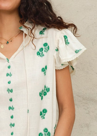 Iris Woven Frill S/S Top