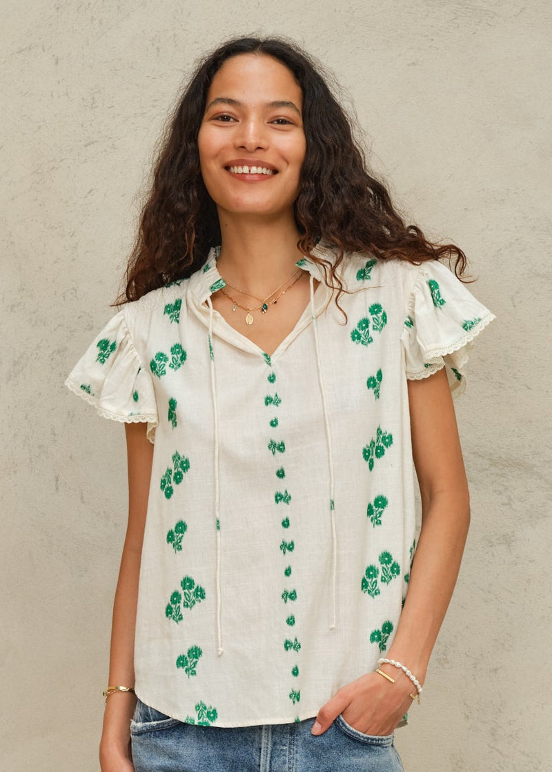 Iris Woven Frill S/S Top