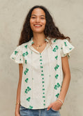 Iris Woven Frill S/S Top