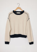 Ivory Piped Cashmere Pullover