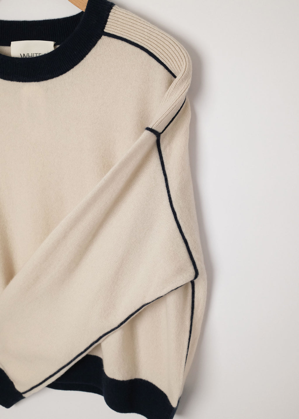 Ivory Piped Cashmere Pullover