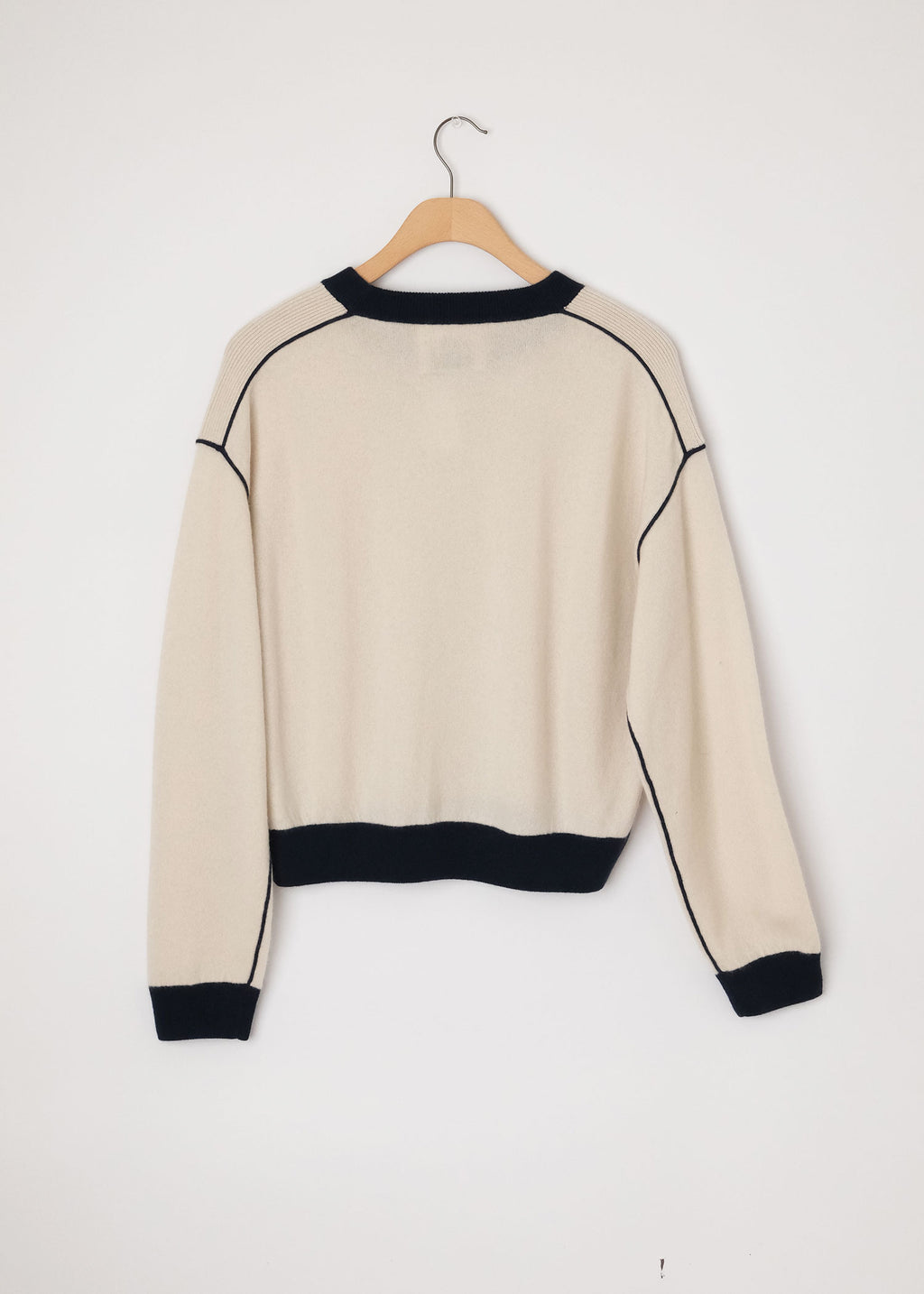 Ivory Piped Cashmere Pullover