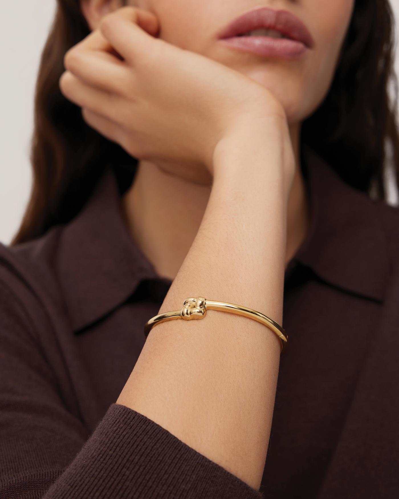 Slim Woven Square Bangle Gold