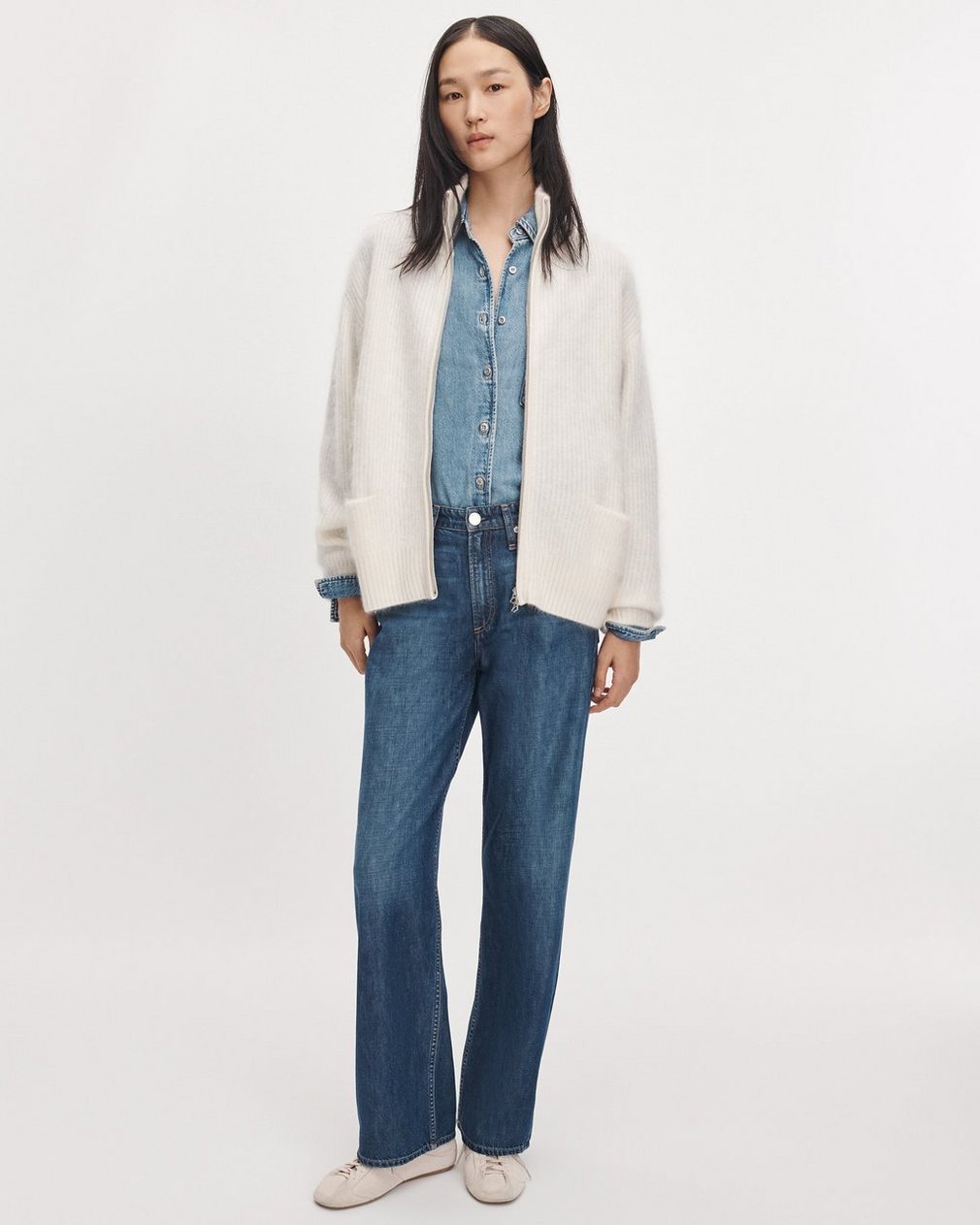 Jada Cashmere Full Zip Ivory