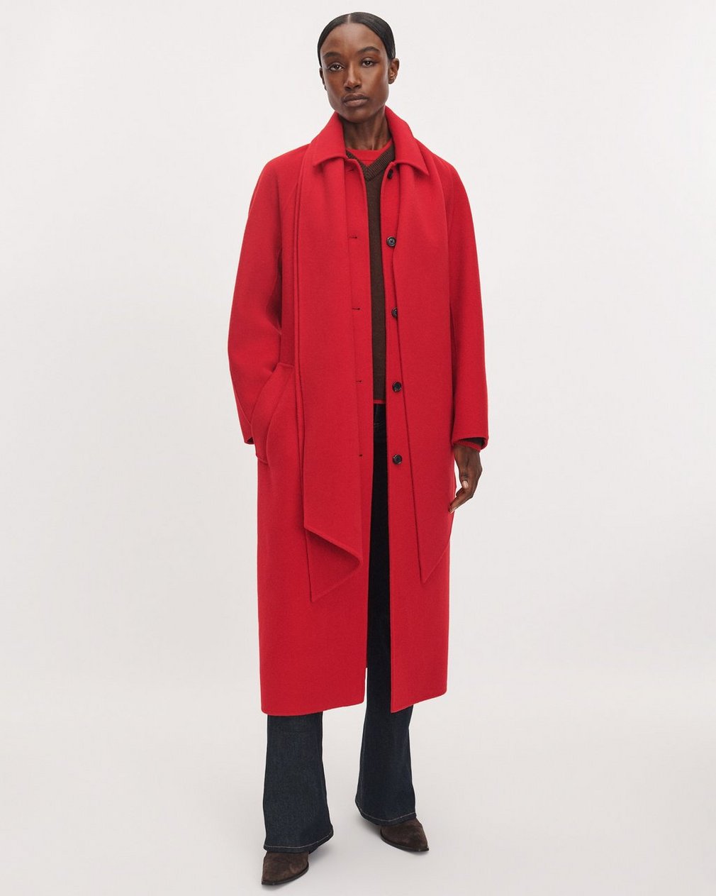 Julian Scarf Long Coat Red