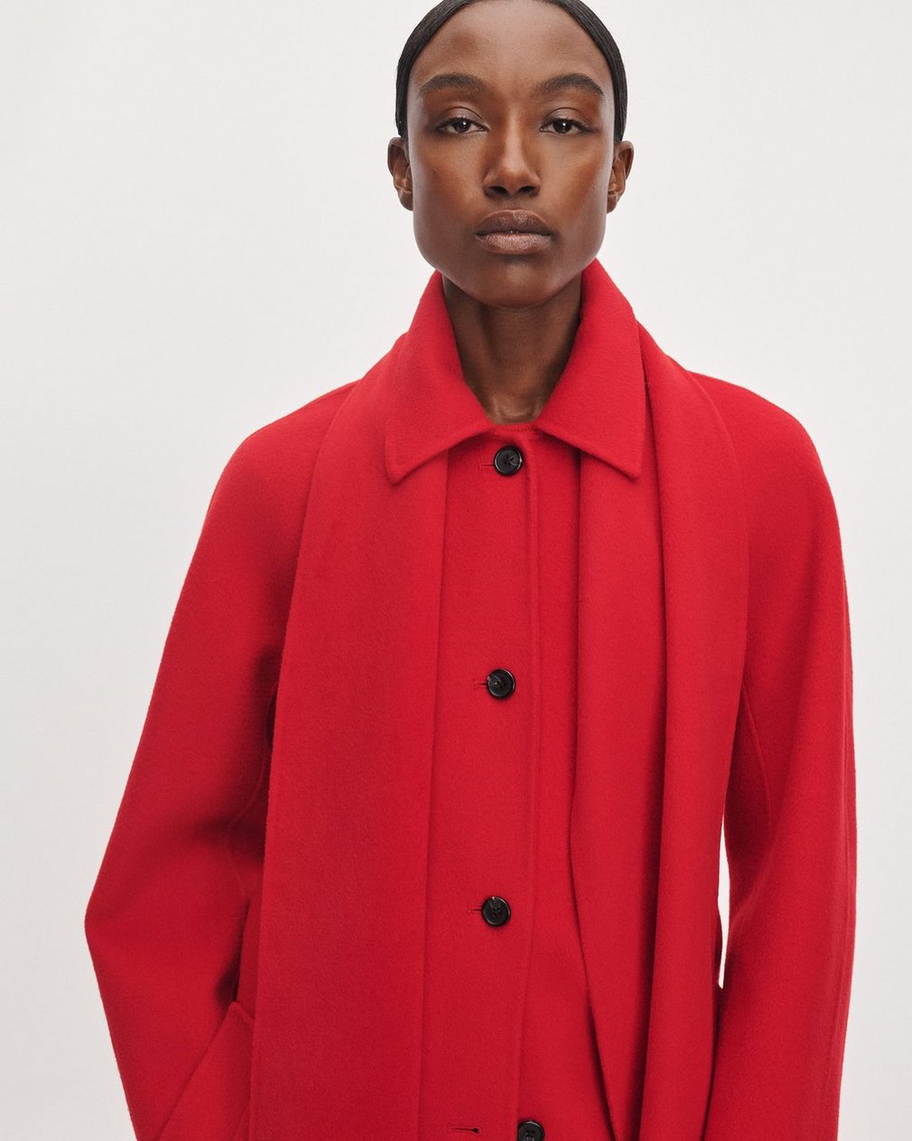Julian Scarf Long Coat Red