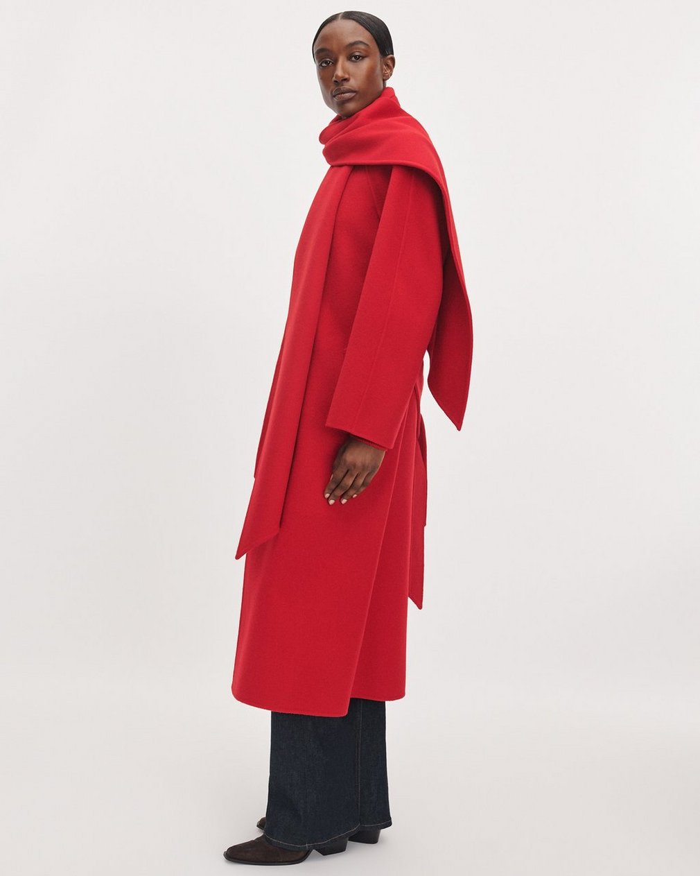 Julian Scarf Long Coat Red