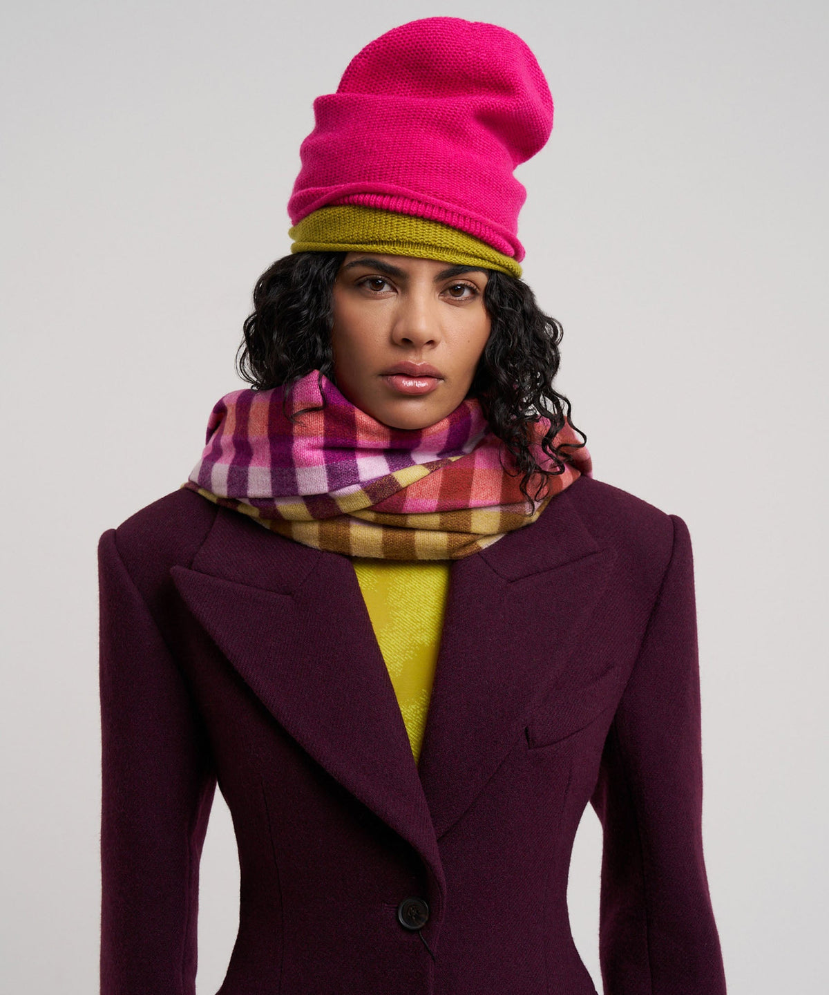Quarter Check Scarf Rose Violet