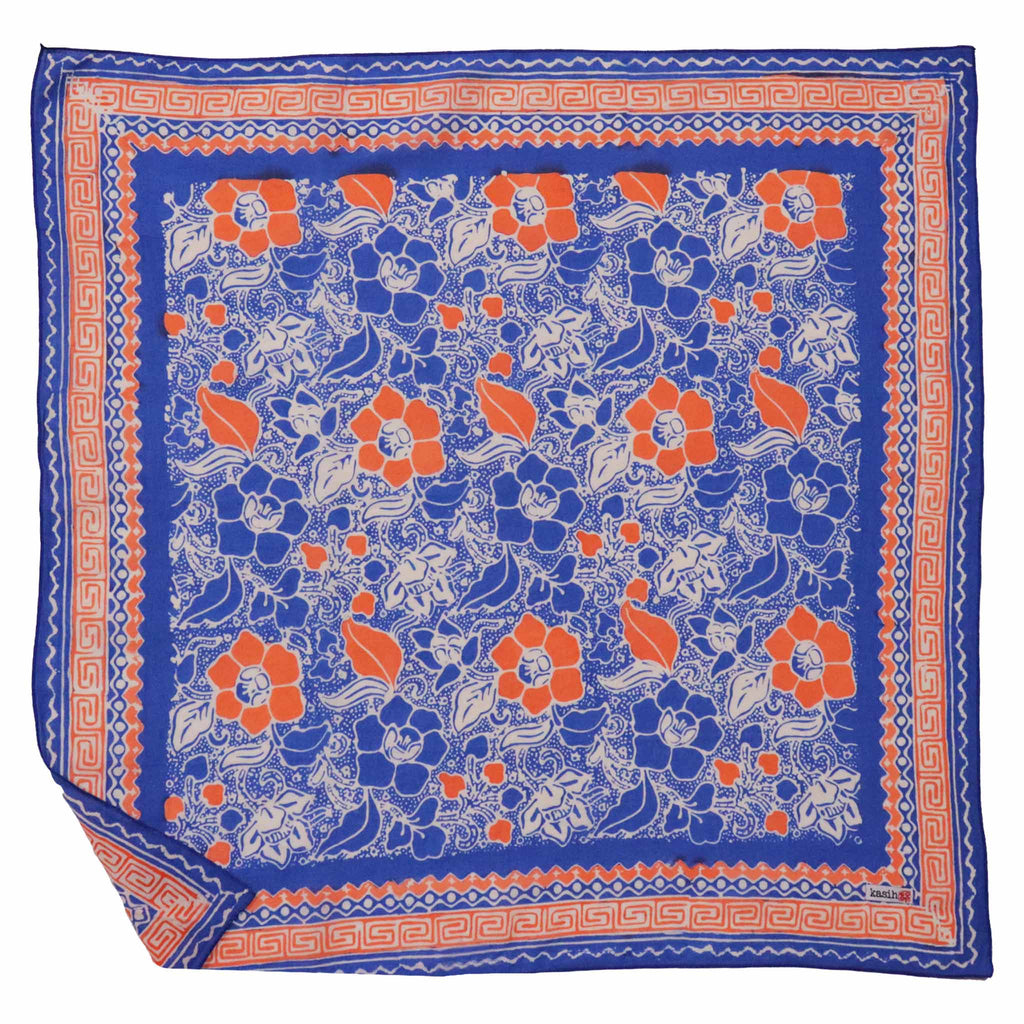 Hand Dyed Batik Bandana - Blue/Orange