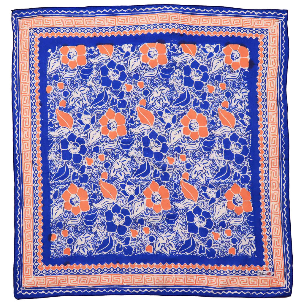 Hand Dyed Batik Bandana - Blue/Orange