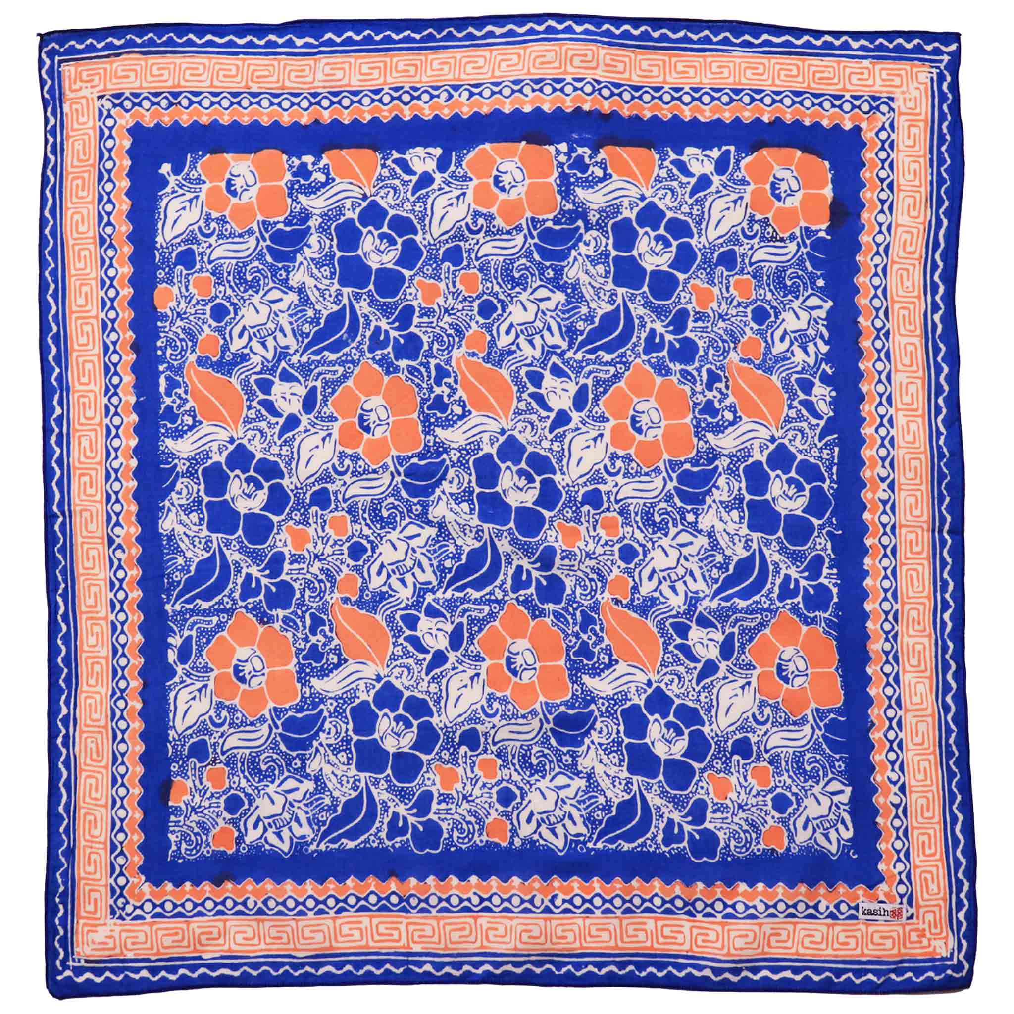 Hand Dyed Batik Bandana - Blue/Orange