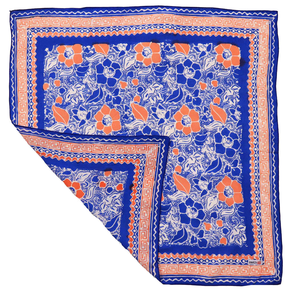 Hand Dyed Batik Bandana - Blue/Orange