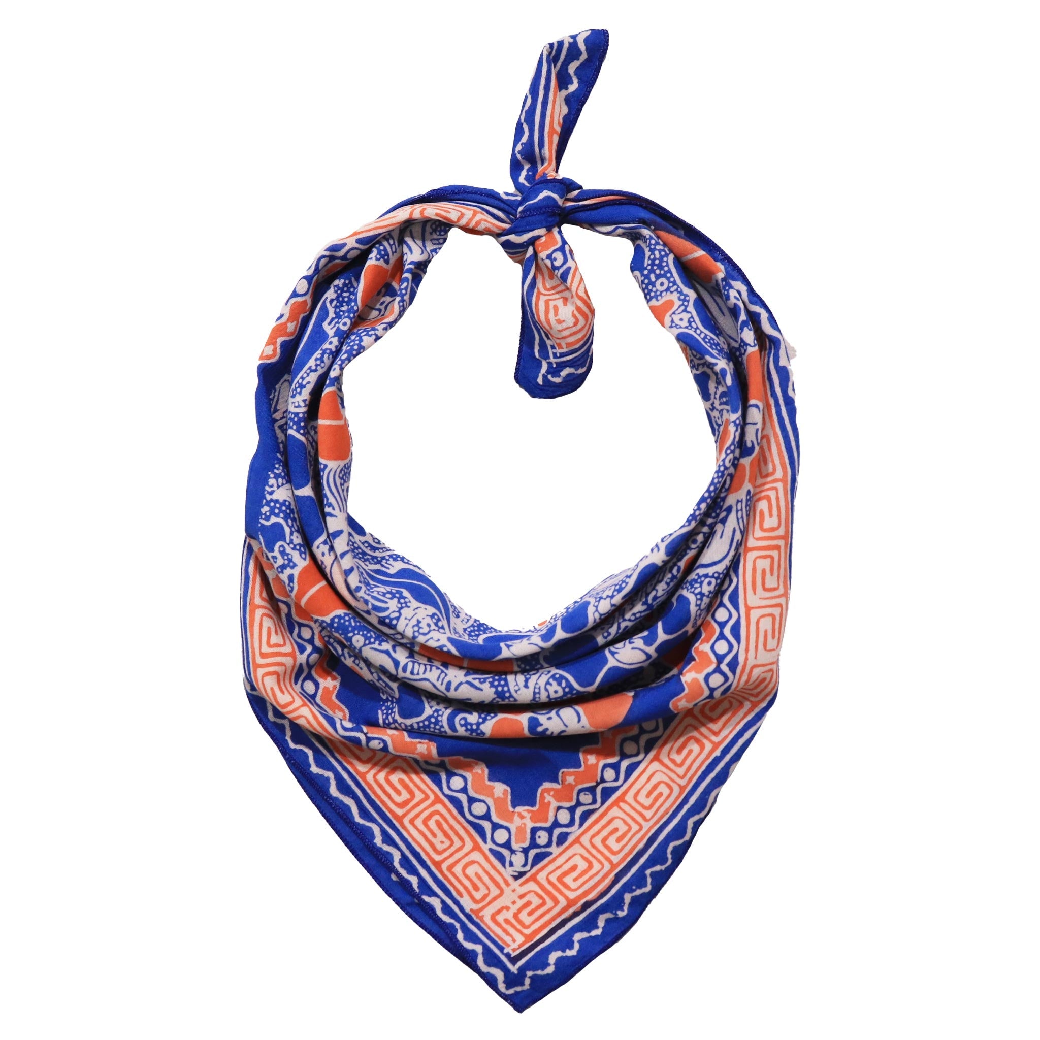 Hand Dyed Batik Bandana - Blue/Orange