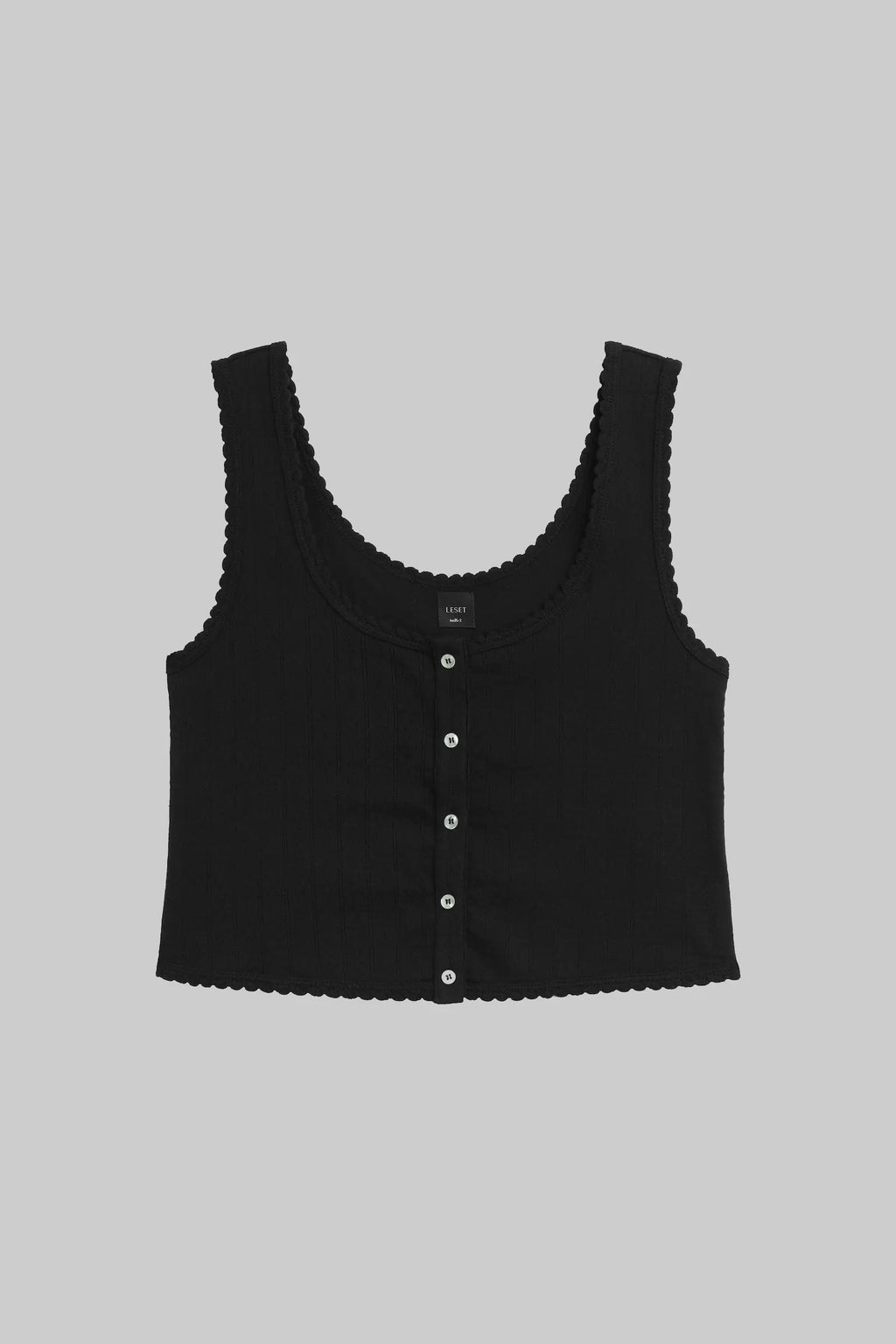 Pointelle Button Tank