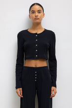 Load image into Gallery viewer, Pointelle Crop Cardigan - Black
