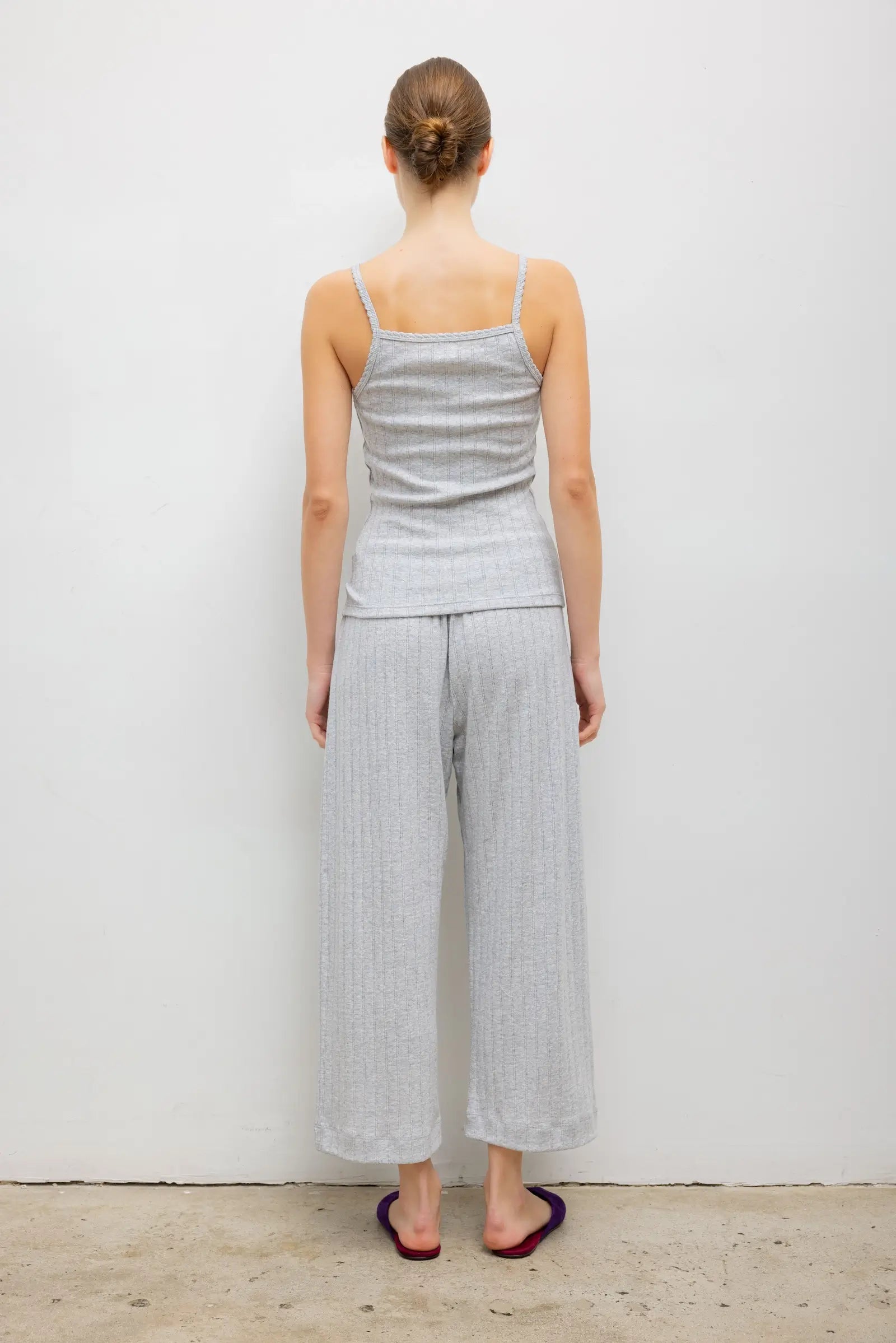 Pointelle Crop Pant Light Grey