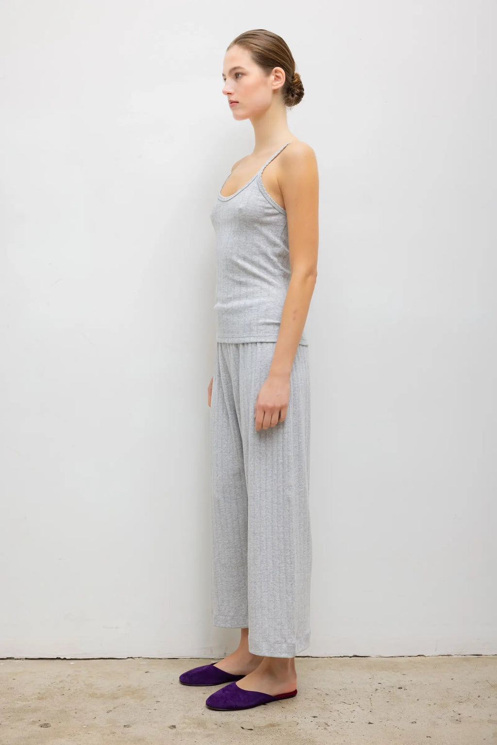 Pointelle Crop Pant Light Grey