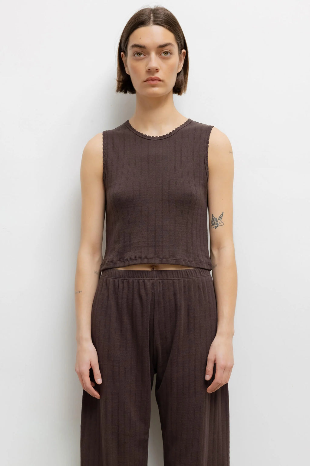 Pointelle Sleeveless - Choco