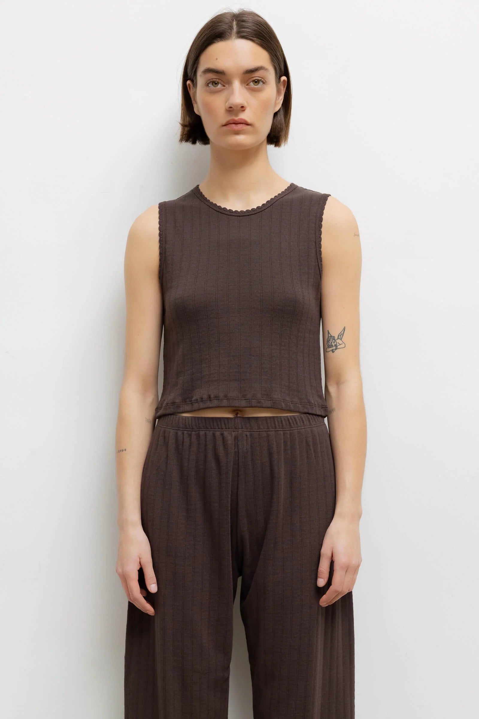 Pointelle Sleeveless - Choco