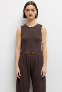 Pointelle Sleeveless Crew - Choco