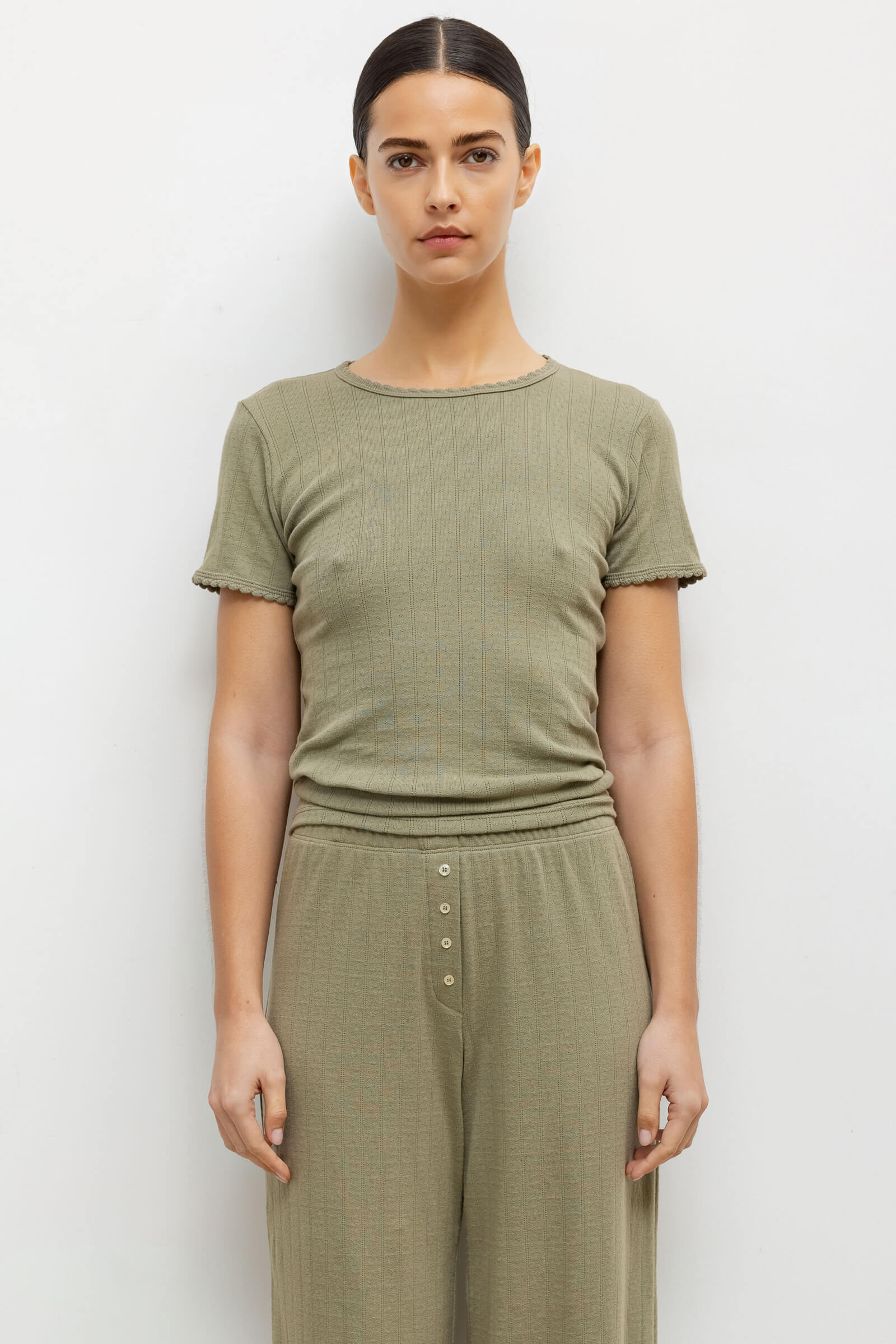 Pointelle Slim Fit Tee - Cypress