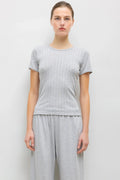 Pointelle Slim Tee Light Grey