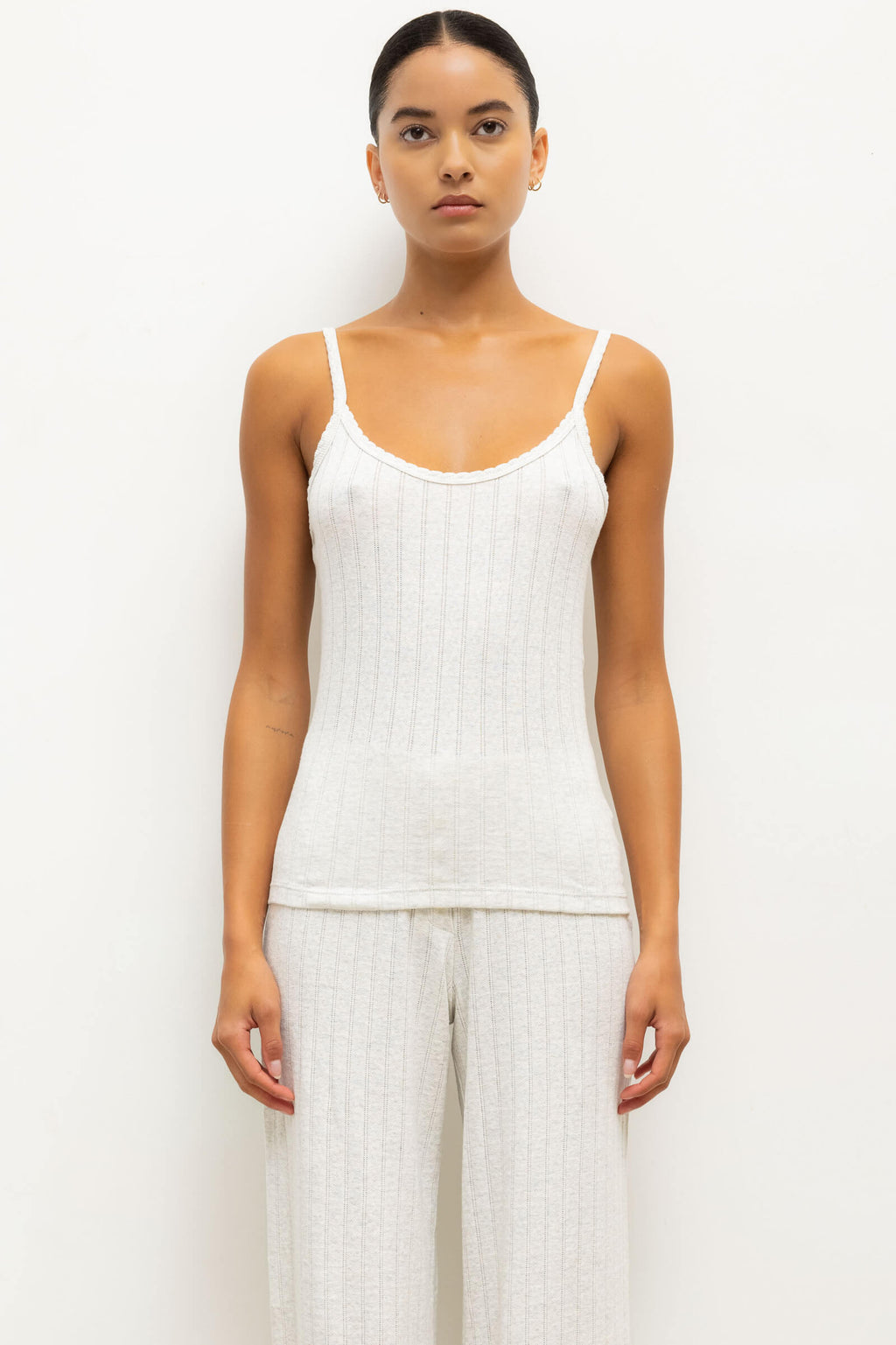 Pointelle Tank Top White