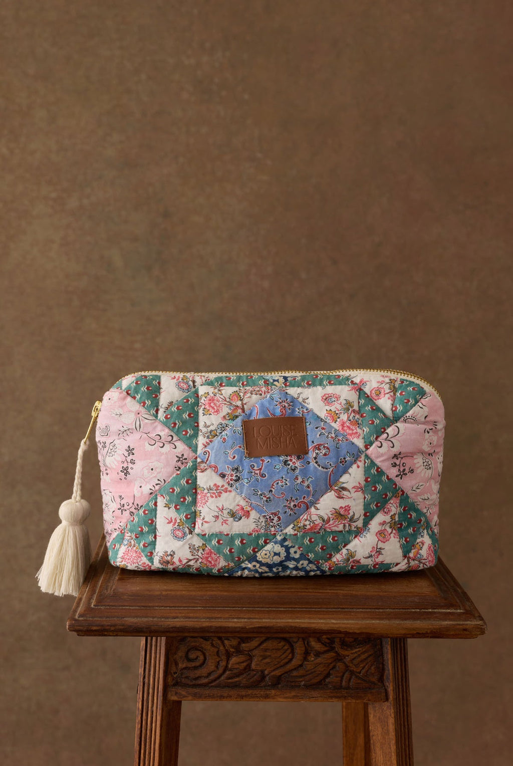 Quilted Cotton Gauze Pouch Navy Snowfall