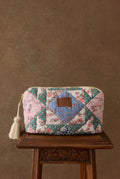 Quilted Cotton Gauze Pouch Navy Snowfall