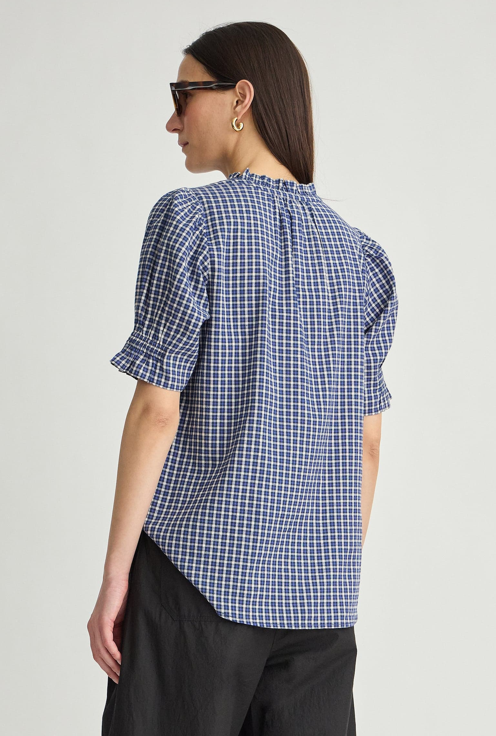 Los Altos Top Navy Plaid