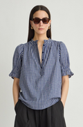 Los Altos Top Navy Plaid