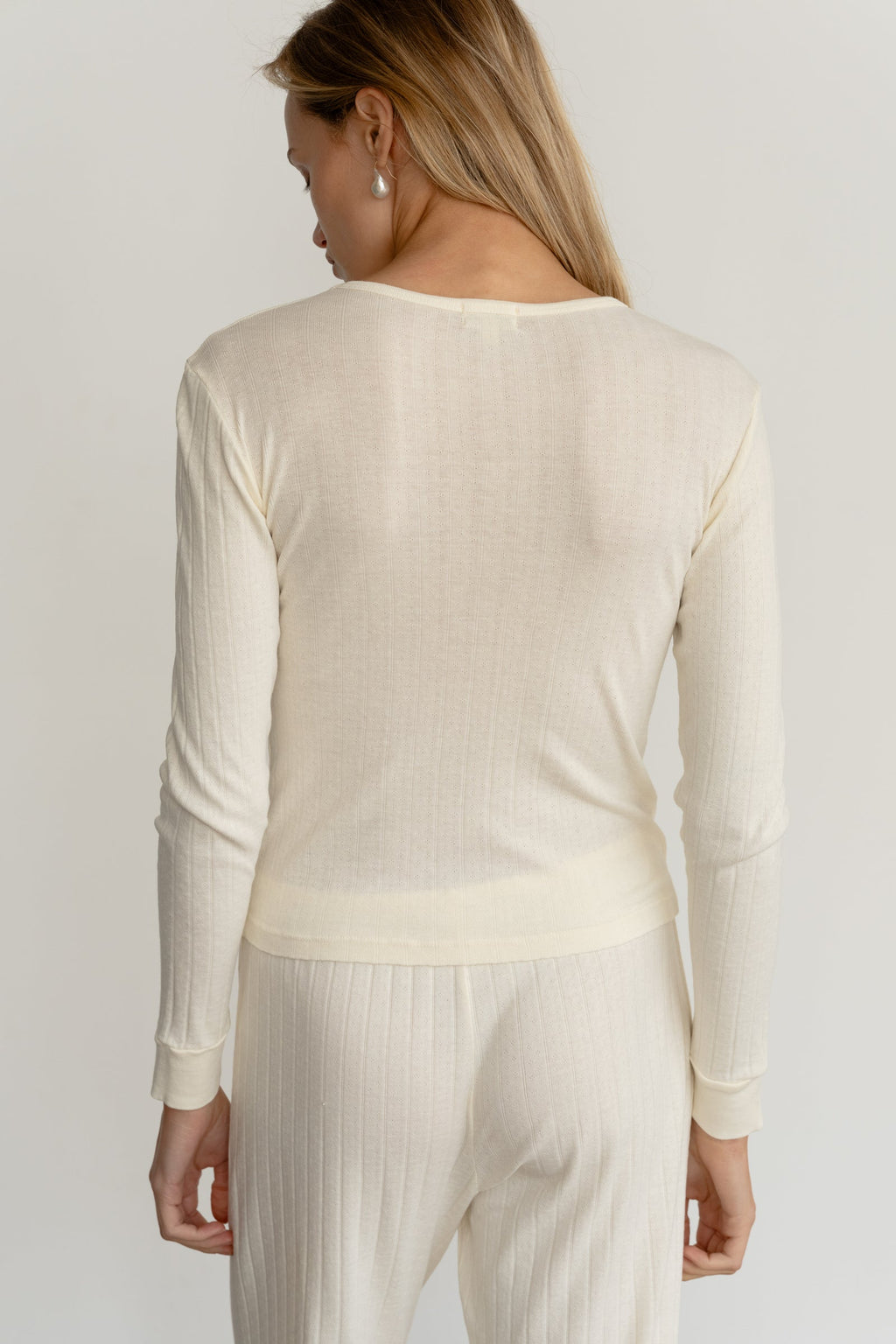 The Pointelle Long Sleeve - Creme