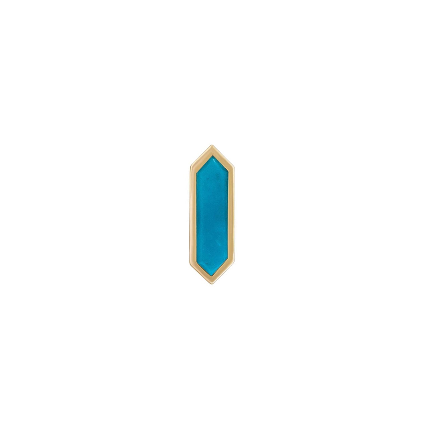 9KT  Mini Hexa Gemstone Stud Turquoise