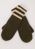 Cashmere Striped Mittens Olive/Natural
