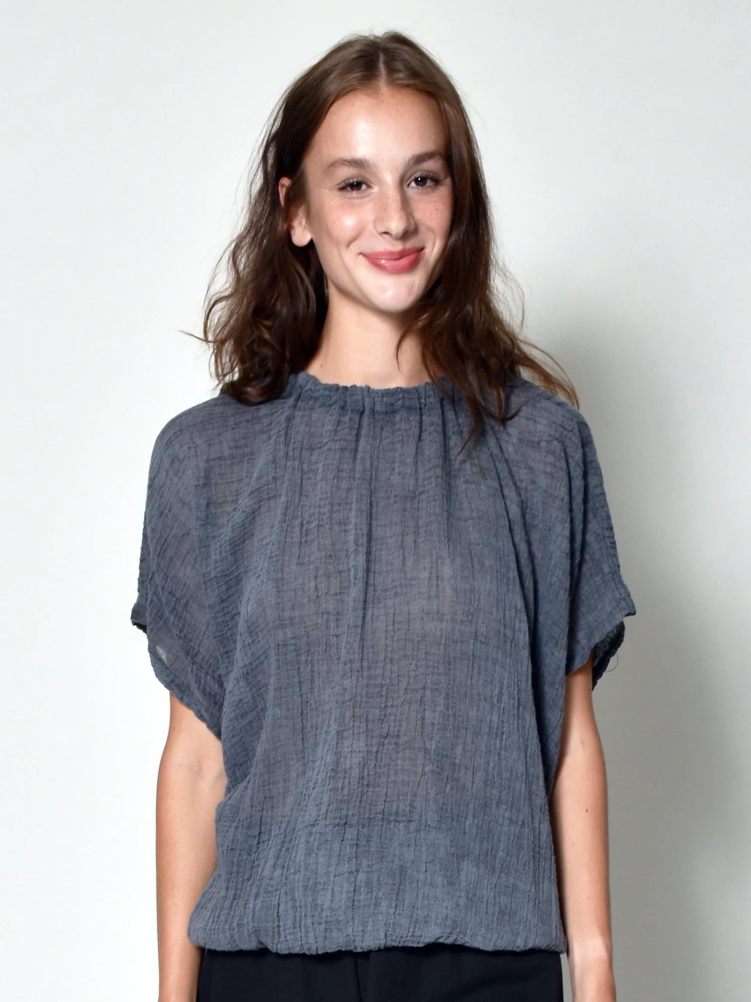 Nina Gauze Blouse Charcoal