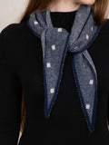 Cream Squares Scarf Navy
