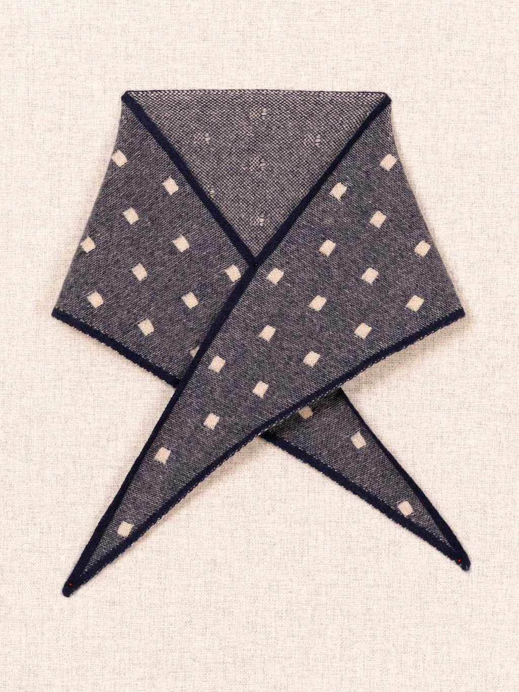 Cream Squares Scarf Navy