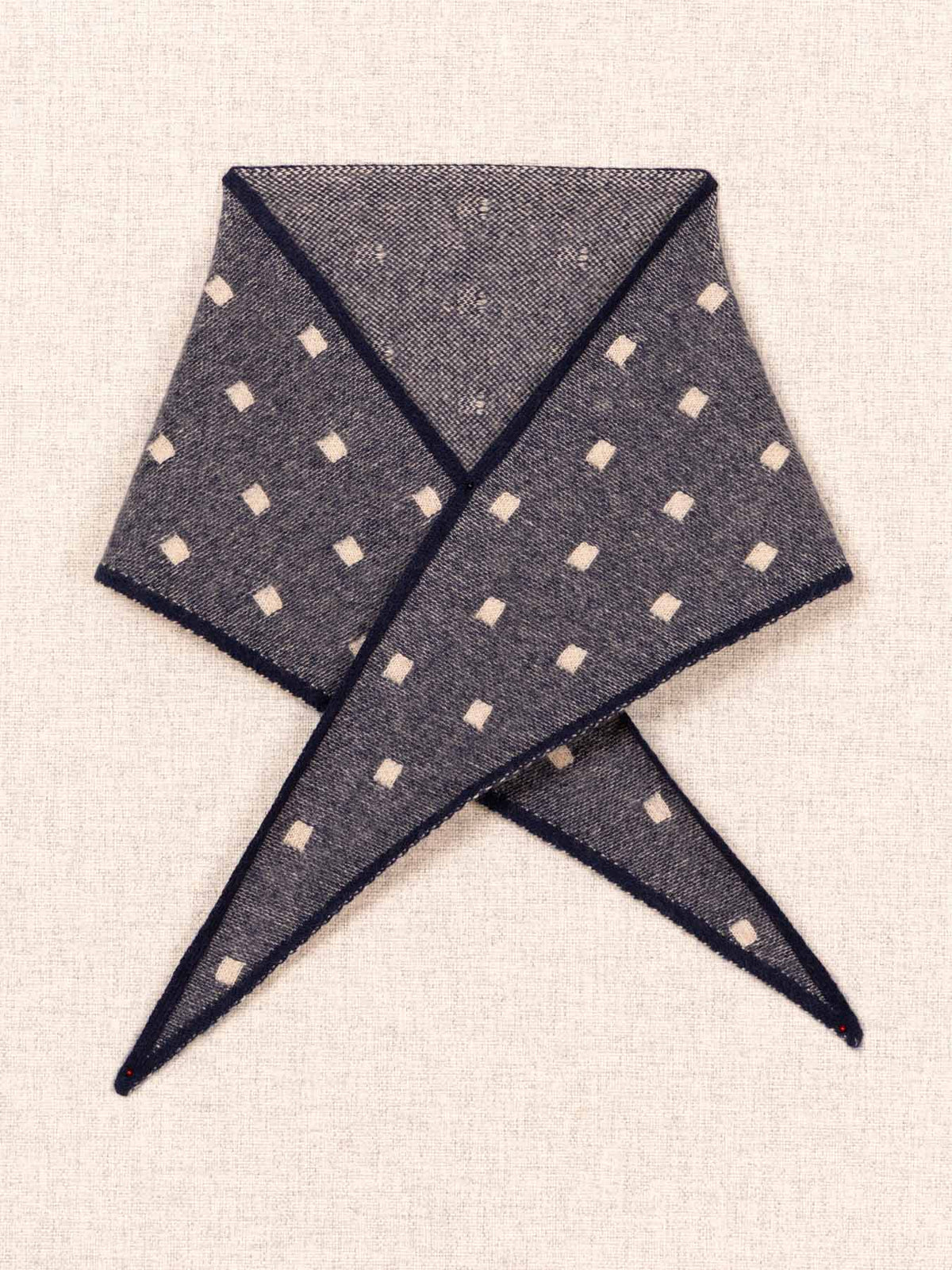 Cream Squares Scarf Navy