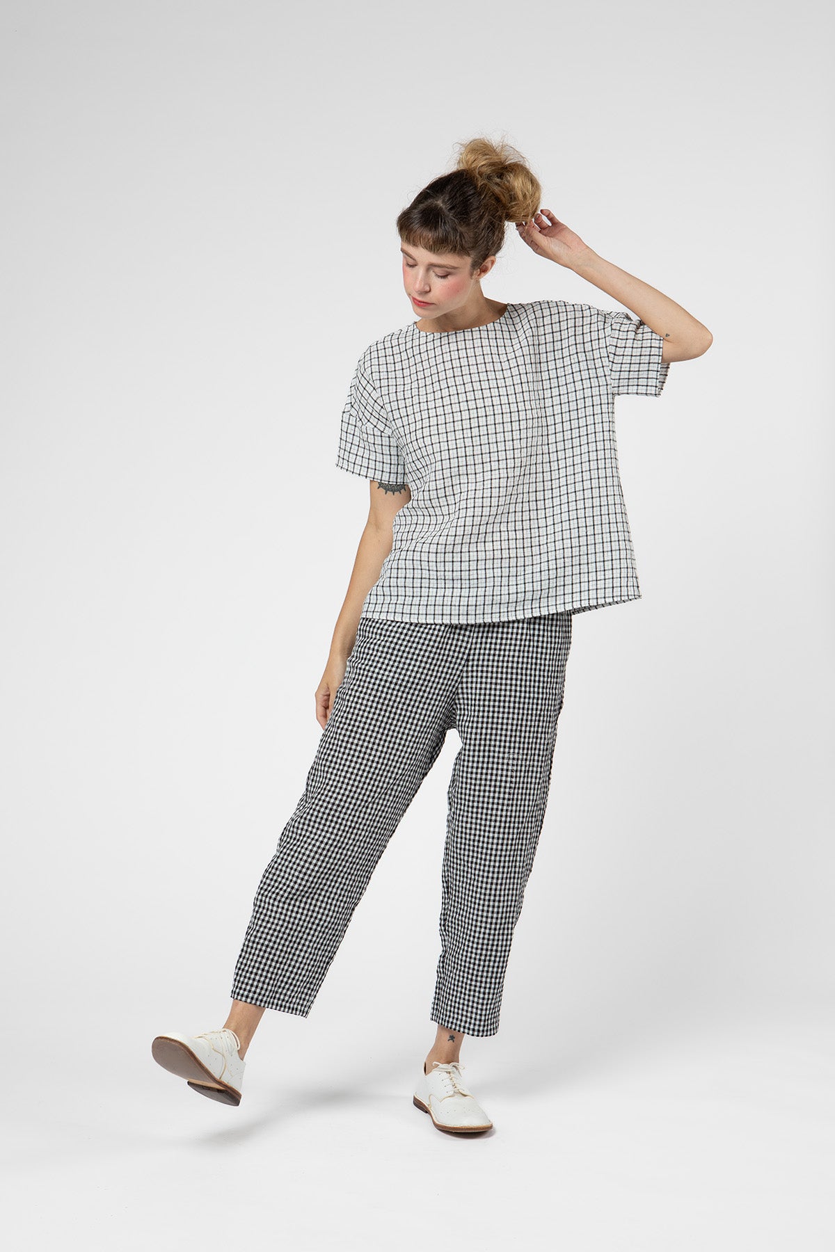 Plaid S/S Top