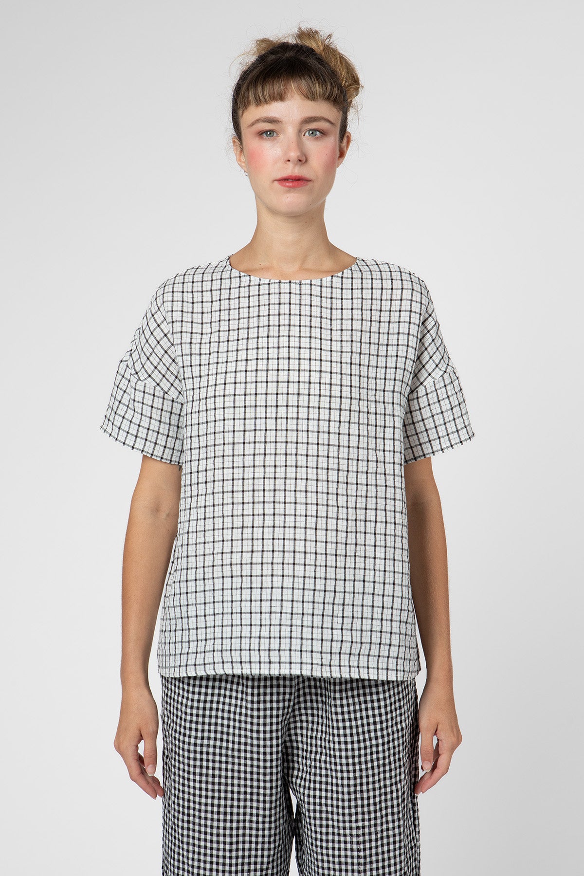 Plaid S/S Top